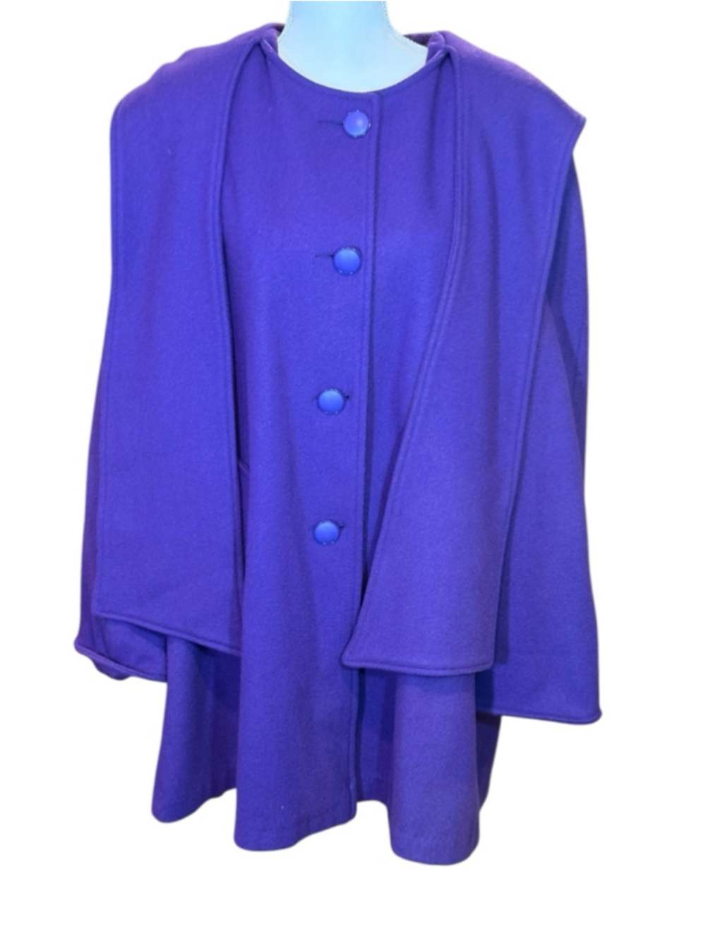 Women's Vintage Cape Coat wool blend union made in the USA Purple Size 16